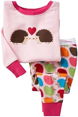 Linbia Little Girls Long Sleeve Cartoon Printing Pajamas Set Hedgehog 24 6T
