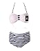 Surenow Cutest Retro Swimsuit Swimwear Vintage Push Up High Waist Bikini Set Stripe