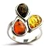 Multi Color Genuine Amber Sterling Silver Medium Size Teardrop Ring #6 #6.5 #7 #8 #9 #9.5 #10