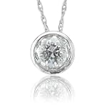 SAVE $81 - 14k White Gold Solitaire Diamond Pendant Necklace (HI, I, 0.20 carat) $178.99