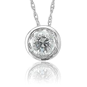 14k White Gold Solitaire Diamond Pendant Necklace (HI, I, 0.20 carat)