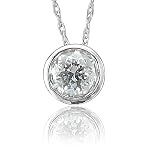 14k White Gold Solitaire Diamond Pendant Necklace (HI, I2-I3, 0.60 carat)