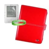 Amazon Kindle Accessories Kit for Amazon Kindle 2nd Generation Reading Device With A ** RED ** Kroo Kindle 2 Melrose Leather Cover + Kindle 2 Pre Cut Screen Protector + Vangoddy tm, Live * Laugh * Love Wrist Band!!!