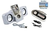 Portable Stereo Speaker (White) + FM Transmitter for Microsoft Zune Player Incl. DBROTH Microfiber Cleaning cloth