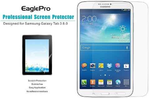 EaglePro Samsung Galaxy Tab 3 8.0 8" T3100 Tablet Professional Screen Protector HD Ultra Clear Film (2 pack) - in RETAIL package