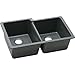 Elkay Quartz Classic ELGU250RBK0 Black Offset Double Bowl Undermount Sink