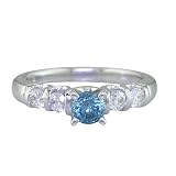 .70 CT Blue & White Diamond Engagement Ring 14K White Gold (Available In Sizes 5 - 10)