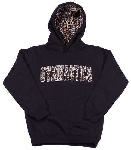 Girls/Adult Sweatshirt Gymnastics Hoodie Black with Fur Lined Hood