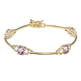 Gold-Over-Sterling Silver Genuine Amethyst and Blue Topaz Bracelet by 