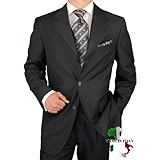 Gino Valentino Made in Italy Mens Suit 3 Button 2pc Canvas Front Jacket Italian Suit Australian Merino Wool / Silk 150s Charcoal Gray Stripe