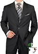 Gino Valentino Made in Italy Mens Suit 3 Button 2pc Canvas Front Jacket Italian Suit Australian Merino Wool / Silk 150s Charcoal Gray Stripe
