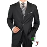SAVE $1420 - Valentino Made in Italy Mens Suit 3 Button 2pc Canvas Front Jacket Italian Suit Australian Merino Wool / Silk 150s Charcoal Gray Stripe $139.00