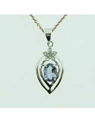O&G Australia Natural Tanzanite (4x6mm) & White Topaz, 925 Sterling Silver Pendant
