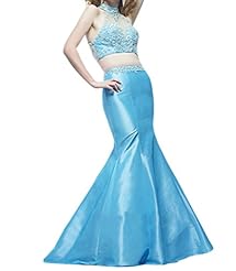 Halter Mermaid Beaded Satin Prom Dress/Wedding Dress 