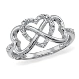 Infinity Heart, Sterling Silver, Diamond Accent Ring