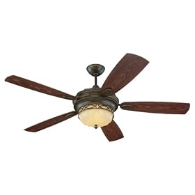 Monte Carlo 5ED56WAD-L Edwardian 56-Inch 5-Blade Outdoor Ceiling Fan with Light Kit, Walnut Finish