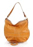 Sac d?&eacute;paule en cuir lisse marron cognac avec bandouli&egrave;re fournie