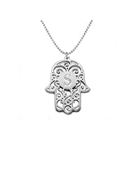 Sterling Silver Hamsa Necklace with Initial - Custom Made with any initial!