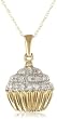 10k Yellow Gold Diamond Cupcake Pendant (.05 cttw, I-J Color, I2-I3 Clarity), 18"