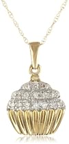 Hot Sale 10k Yellow Gold Diamond Cupcake Pendant (.05 cttw, I-J Color, I2-I3 Clarity), 18"