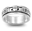 Sterling Silver Spinner Ring - Claddagh - 8mm Band Width - Sizes: 4-10
