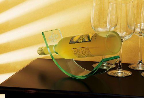 Fleur-de-Lis Etched Glass Bottle Holder