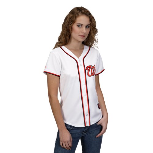 MLB Women's Washington Nationals Ryan Zimmerman White Home Short Sleeve 5 Button Synthetic Replica Baseball Jersey Spring 2012  (White, Large)