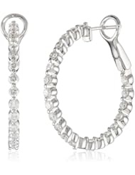 14k White Gold 1.5 cttw Diamond Inside-Outside Hoop Earrings