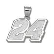 Driver Number 24 Giant 1 1/16" Charm/Pendant -Choose from 14K/10K, Stainless Steel or Gold Plated