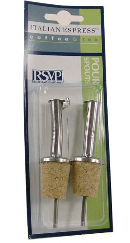 Rsvp Stainless Steel Olive Oil, Salad Dressing, Vinegar or Syrup Pouring Cork Cap Pair by RSVP