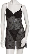 Rampage Women's Floral Flocking Babydoll With Thong