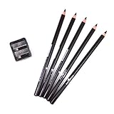 5 BLACK ITALIA EYE LIP LINER PENCIL 1001 SET + FREE SHARPENER & FREE EARRING