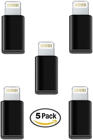 5 Pack iPhone / iPad 8-pin Lightning Plug to Micro USB Socket Converter / Adapter / Connector (Black)