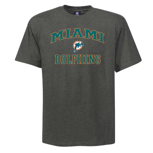 NFL Men's Miami Dolphins Heart And Soul Ii Adult Short Sleeve Basic Tee (Heather Gray, Large)