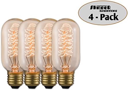 Edison Light Bulb - 40W T45 Quad Loop Filament bulb - Vintage - 4-Pack - Shmeer Lighting