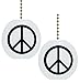 Set of 2 Black Peace Sign Ceramic Fan Pulls