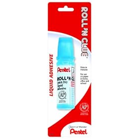 Pentel Roll 'n Glue Clear Liquid Adhesive, 1.0 oz, 1 Pack (ER101BP-K6)