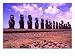Moai Statues, Tapati Festival, Ahu Tongariki Platform, Rapa Nui, Easter Island, Chile Photographic Poster Print by Bill Bachmann, 64x48