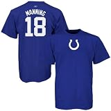 NFL Reebok Indianapolis Colts #18 Peyton Manning Royal Blue Player T-shirt (Small)