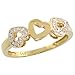 14 Karat Gold dreifache Herz Ausschnitte Diamanten Ring, mit 0.05 Karat Brilliantschliff Diamanten, (6mm) breit