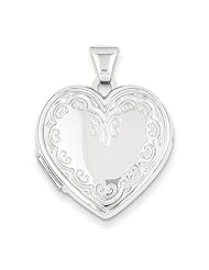 14K White Gold Victorian-Style Heart Locket
