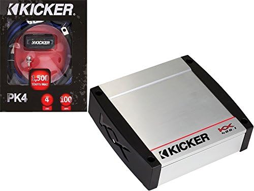 Bundle of 2 items: 40KX400.1 Mono Car Amplifier with PK4 4 AWG Amplifier Kit