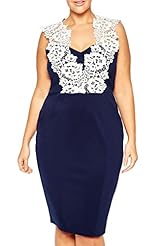 Plus Size Sexy V-neck Floral Print Cocktail Sleeveless Lace Summer Club Dress/Party Dress 