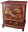 Asian Furniture & D&eacute;cor - 24" Japanese Lacquered Oriental End Table / Nightstand ( Red Matte )