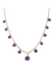14 Karat Yellow Gold Amethyst Briolette Cleo Necklace (18 Inch)