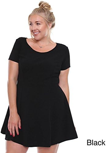 Beston Basics Junior's Chic Black Sleeved Skater Dress Plus Size 65748XL,BLACK,XL