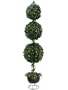 6' Artificial Triple Ball-Shaped Ivy Topiary with Finial Metal Stand