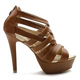 Ollio Womens Shoes Platform High Heels Multi Colored Sandal