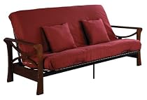 Serta Chestnut Naples Full Futon Set with Pillows, Espresso/Burgundy