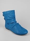 Crinkled Button Trim Ankle Boot